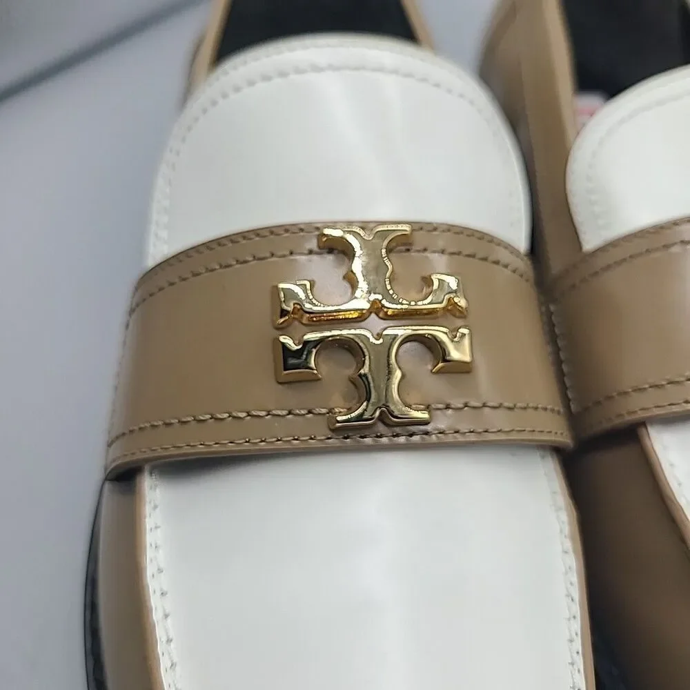 Tory Burch Mini Everly Chunky Loafers Size 11 Almond Flower White Womens NEW
